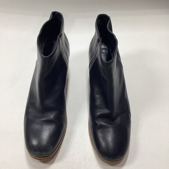 Rachel Comey Black Leather Stacked Ankle Booties – Wood Block Heel Boots Size 7 - Picture 2 of 16